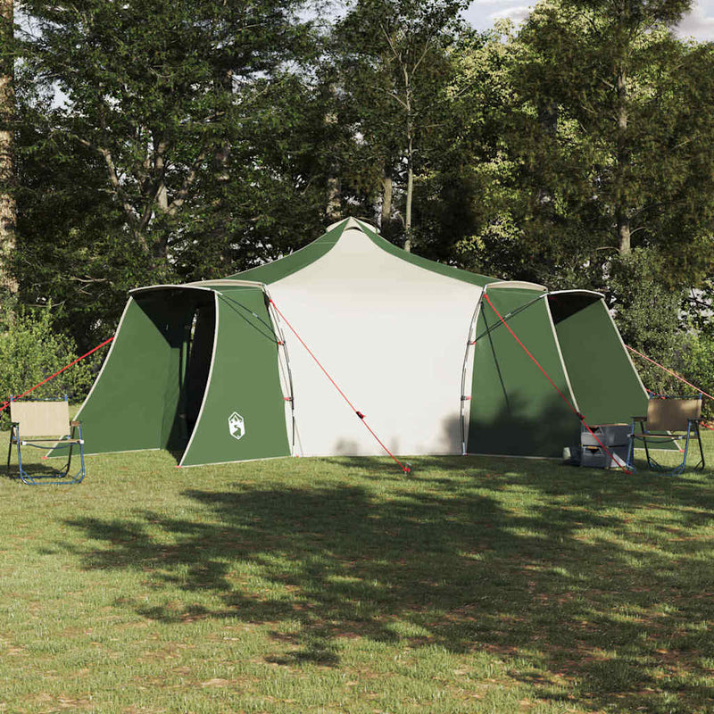 Load image into Gallery viewer, Vidaxl tipi tent met dak groen en beige 492 x 492 x 275 cm stof

