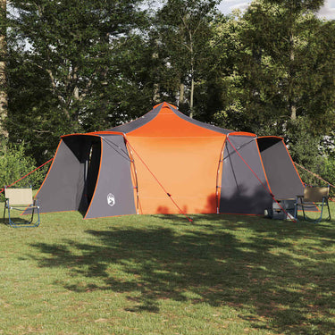 Vidaxl tipi tent met dak grijs en oranje 492 x 492 x 275 cm stof