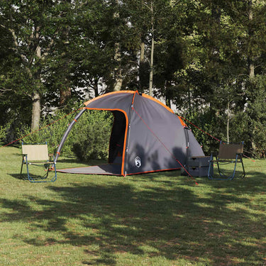 Vidaxl tent grijs en oranje 370 x 230 x 185 cm polyester en glasvezel