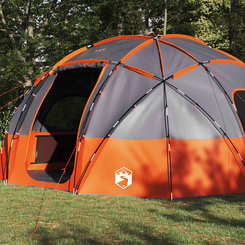 Load image into Gallery viewer, Vidaxl camping tent grijs en oranje 475 x 475 x 235 cm polyester
