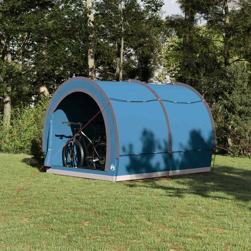 Load image into Gallery viewer, Vidaxl fietstent met dak met opslag blauw 256 x 222 x 182 cm
