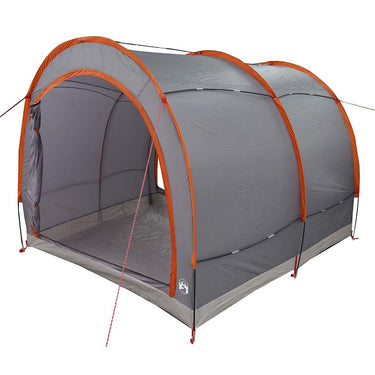 Vidaxl fietstent met dak met opslag grijs en oranje 256 x 222 x 182 cm