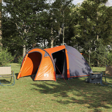 Vidaxl koepeltent koepel met dak grijs en oranje 384 x 254 x 170 cm
