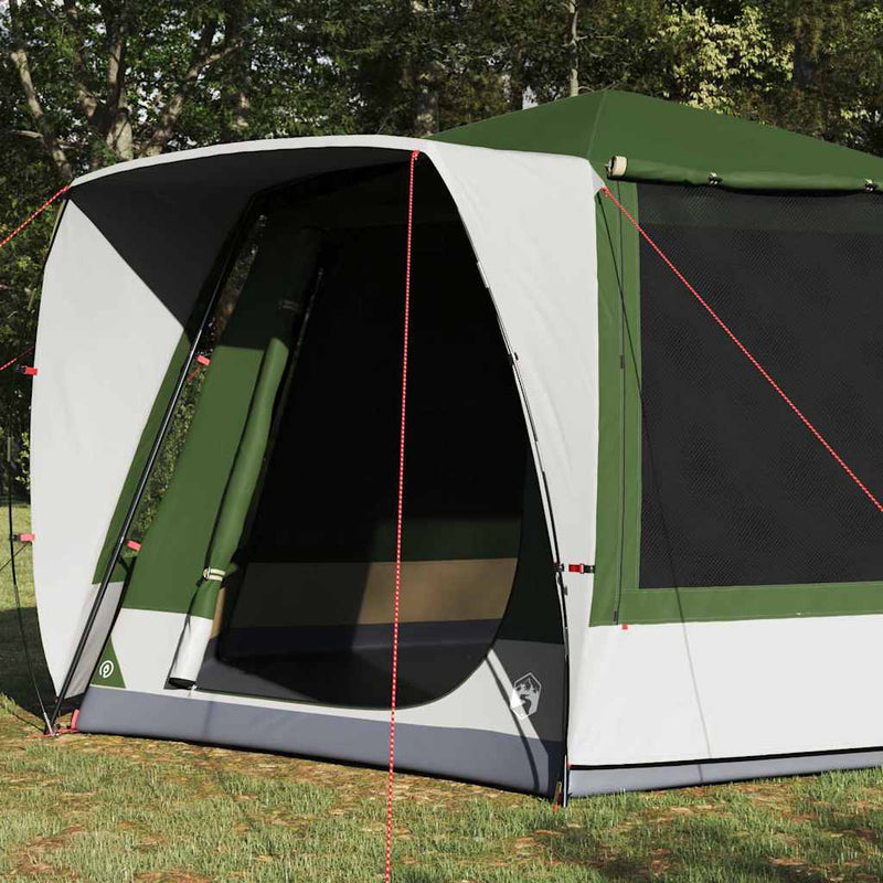 Load image into Gallery viewer, Vidaxl camping tent huisje met dak groen 420 x 420 x 227 cm polyester
