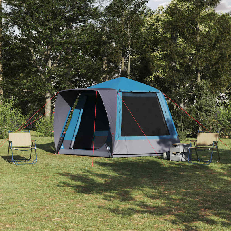 Load image into Gallery viewer, Vidaxl camping tent huisje met dak blauw 420 x 420 x 227 cm polyester
