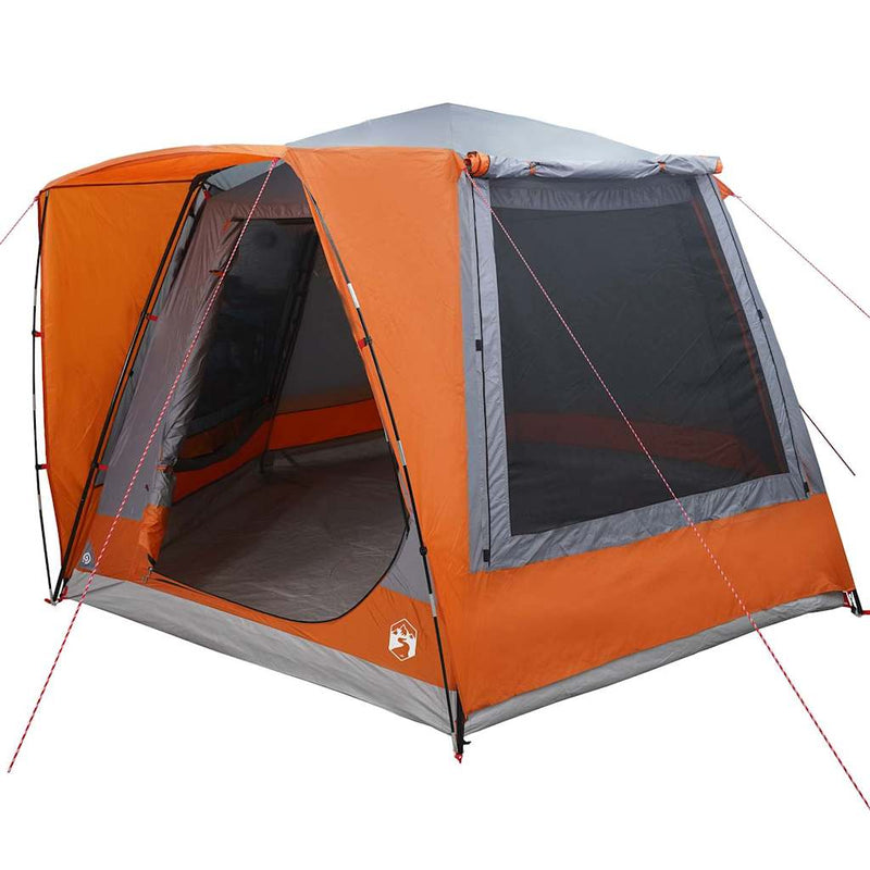 Load image into Gallery viewer, Vidaxl camping tent grijs en oranje 420 x 420 x 227 cm polyester
