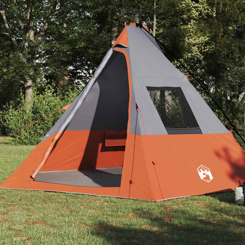 Load image into Gallery viewer, Vidaxl tipi tent met dak grijs en oranje 383 x 338 x 217 cm taft
