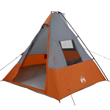 Vidaxl tipi tent met dak grijs en oranje 383 x 338 x 217 cm taft