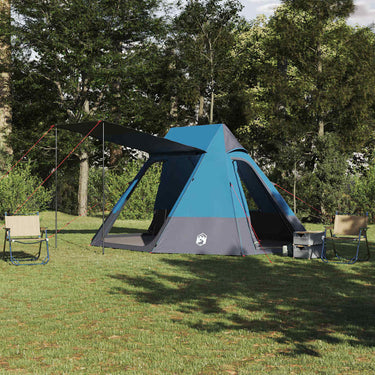Vidaxl camping tent met dak met opslag blauw 482 x 360 x 227 cm taft