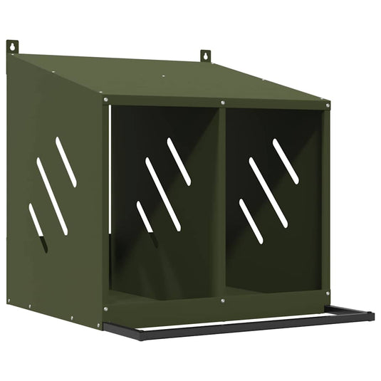Vidaxl kippennestkastje met 2 vakken olijfgroen metaal