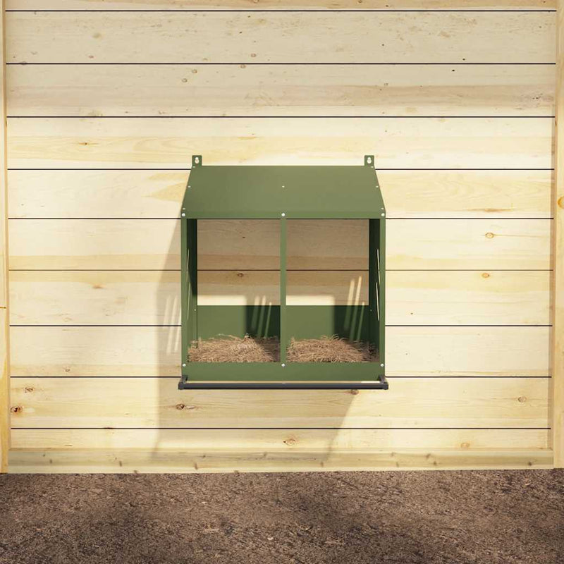 Load image into Gallery viewer, Vidaxl kippennestkastje met 2 vakken olijfgroen metaal
