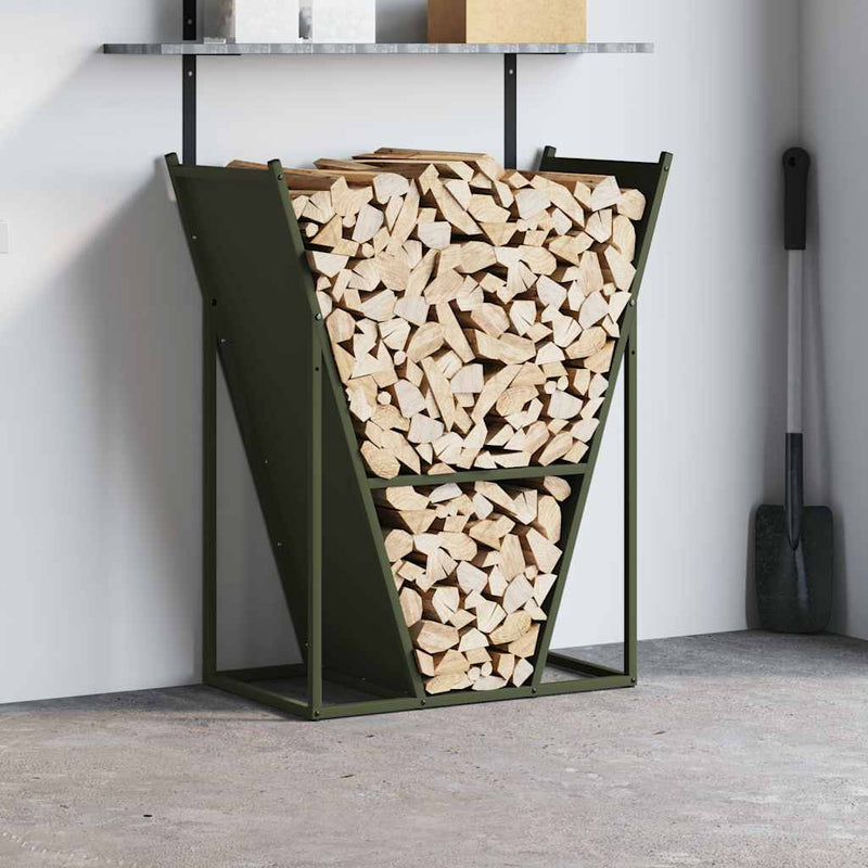 Load image into Gallery viewer, Vidaxl brandhoutrek 69,5x35x81 cm koudgewalst staal olijfgroen
