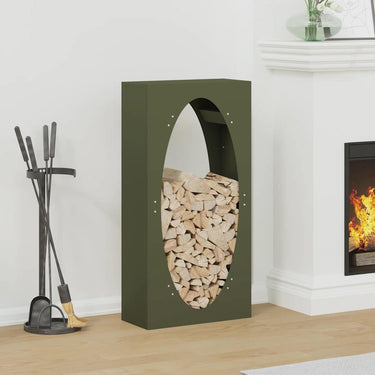 Vidaxl brandhoutrek 50x23x100 cm koudgewalst staal olijfgroen