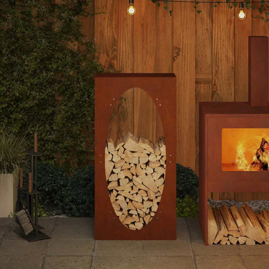 Vidaxl brandhoutrek 50x23x100 cm weervast staal