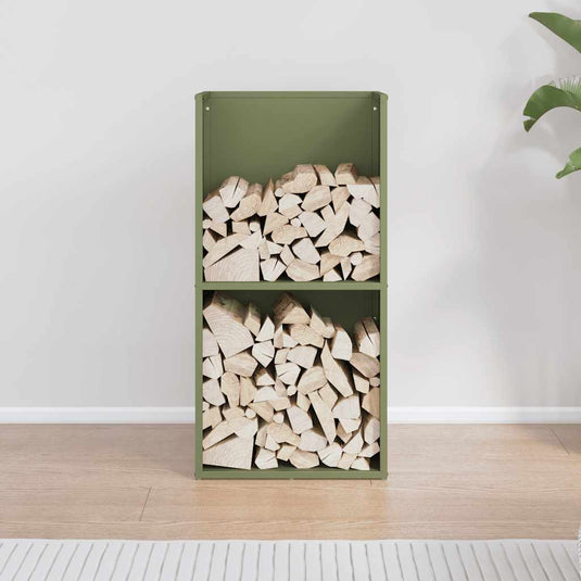 Vidaxl brandhoutrek 40x30x80 cm koudgewalst staal olijfgroen