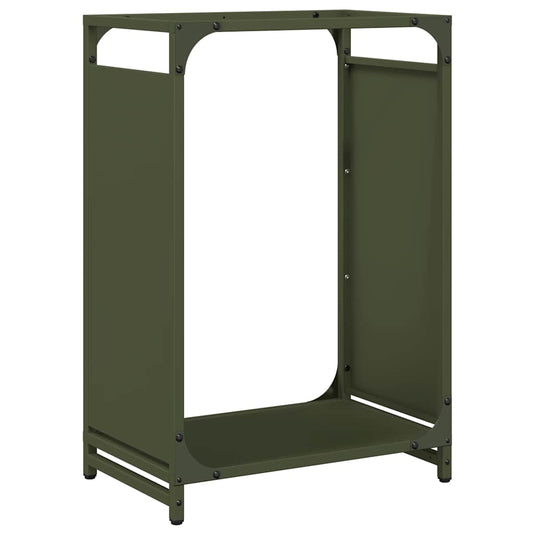 Vidaxl brandhoutrek 44x28x65 cm koudgewalst staal olijfgroen