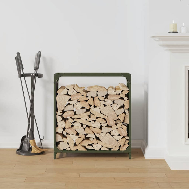 Load image into Gallery viewer, Vidaxl brandhoutrek 60x28x65 cm koudgewalst staal olijfgroen
