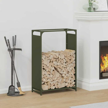 Vidaxl brandhoutrek 60x28x90 cm koudgewalst staal olijfgroen