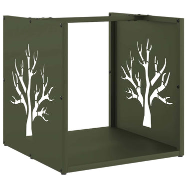 Vidaxl brandhoutrek 40x40x40 cm koudgewalst staal olijfgroen