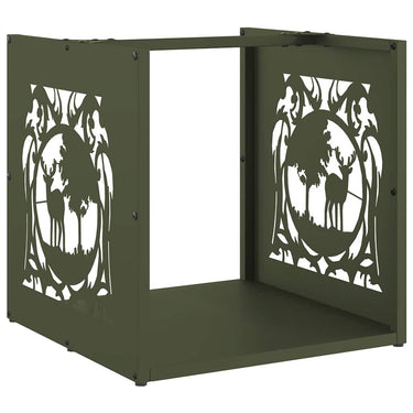 Vidaxl brandhoutrek 40x40x40 cm koudgewalst staal olijfgroen