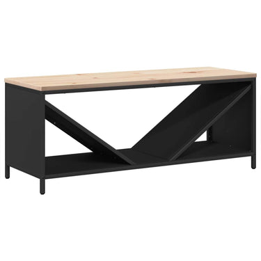 Vidaxl brandhoutrek met houten blad 100,5x35,5x40 cm zwart
