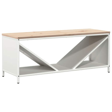 Vidaxl brandhoutrek met houten blad 100,5x35,5x40 cm wit