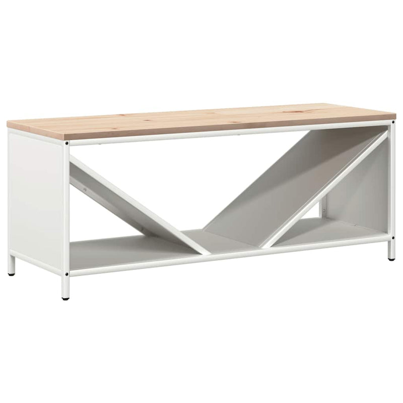 Load image into Gallery viewer, Vidaxl brandhoutrek met houten blad 100,5x35,5x40 cm wit
