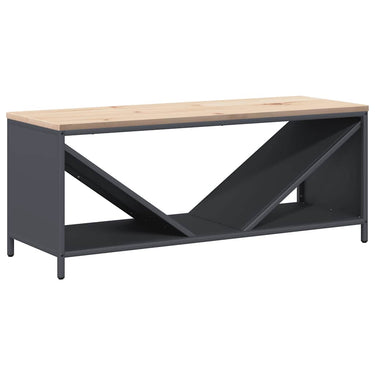 Vidaxl brandhoutrek met houten blad 100,5x35,5x40 cm antracietkleurig