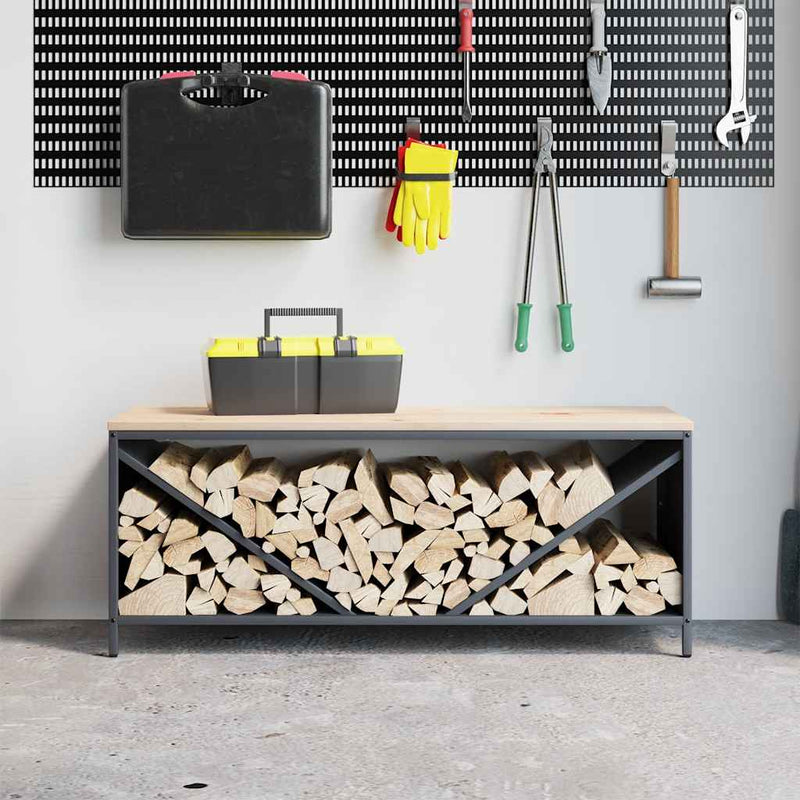 Load image into Gallery viewer, Vidaxl brandhoutrek met houten blad 100,5x35,5x40 cm antracietkleurig
