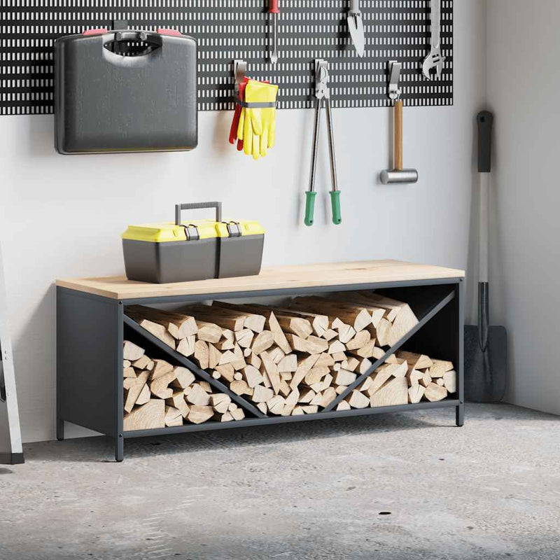 Load image into Gallery viewer, Vidaxl brandhoutrek met houten blad 100,5x35,5x40 cm antracietkleurig
