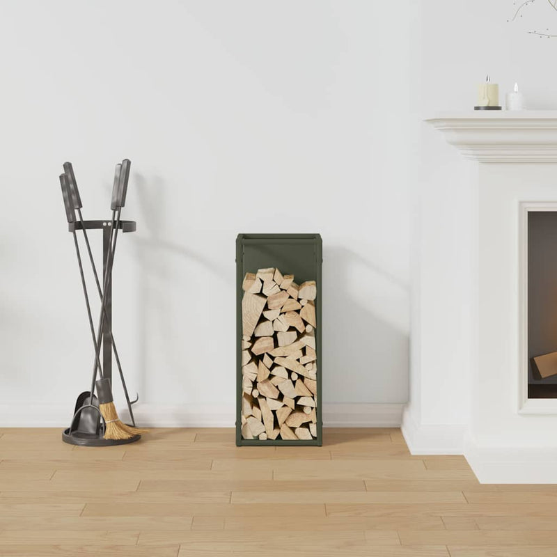 Load image into Gallery viewer, Vidaxl brandhoutrek 25x25x60 cm koudgewalst staal olijfgroen
