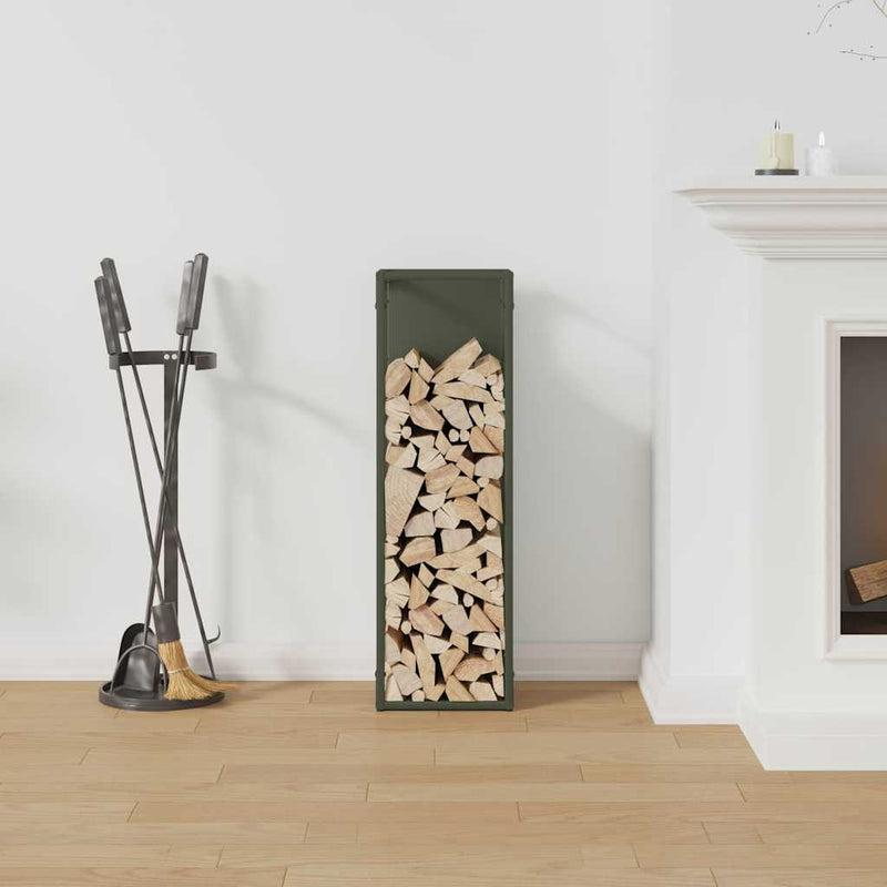 Load image into Gallery viewer, Vidaxl brandhoutrek 25x25x80 cm koudgewalst staal olijfgroen
