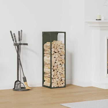 Vidaxl brandhoutrek 25x25x80 cm koudgewalst staal olijfgroen