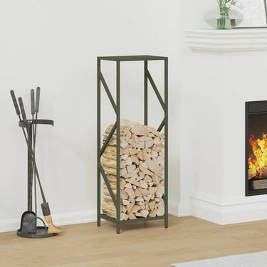 Vidaxl brandhoutrek 34x25x100 cm koudgewalst staal olijfgroen