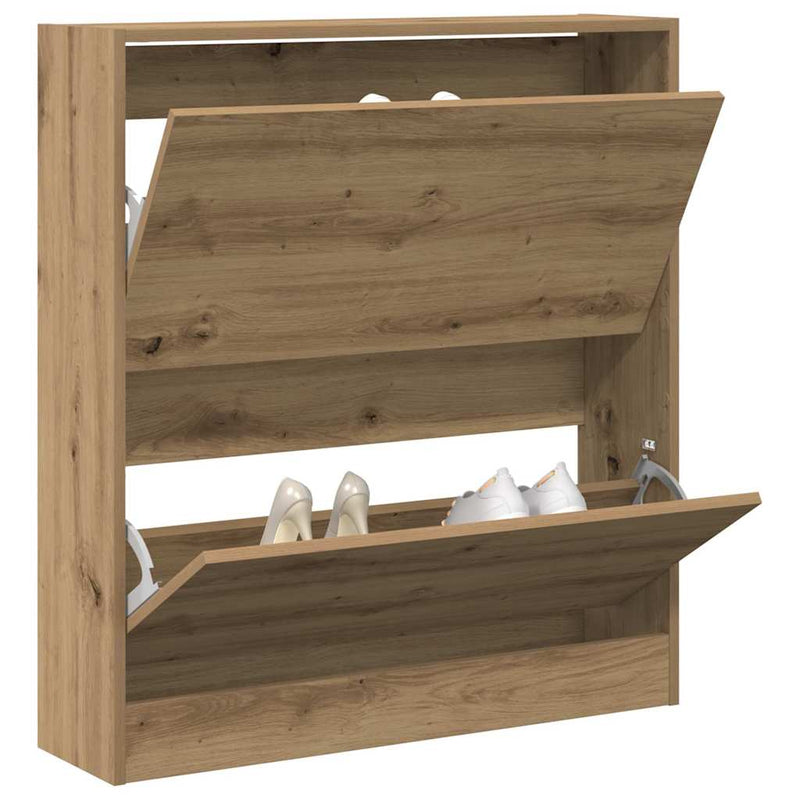 Load image into Gallery viewer, Vidaxl schoenenkast gerookt eiken 80 x 21 x 87,5 cm bewerkt hout
