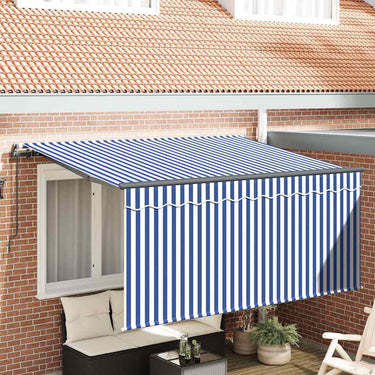 Vidaxl inklapbaar zonnescherm blauw en wit 300 x 200 cm
