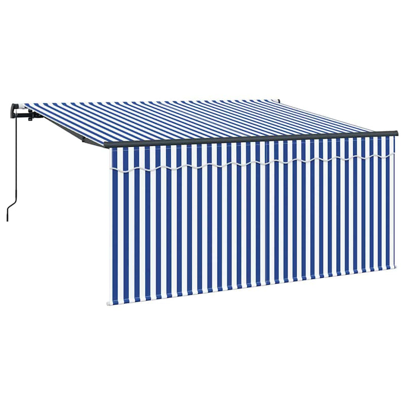 Load image into Gallery viewer, Vidaxl inklapbaar zonnescherm blauw en wit 300 x 200 cm
