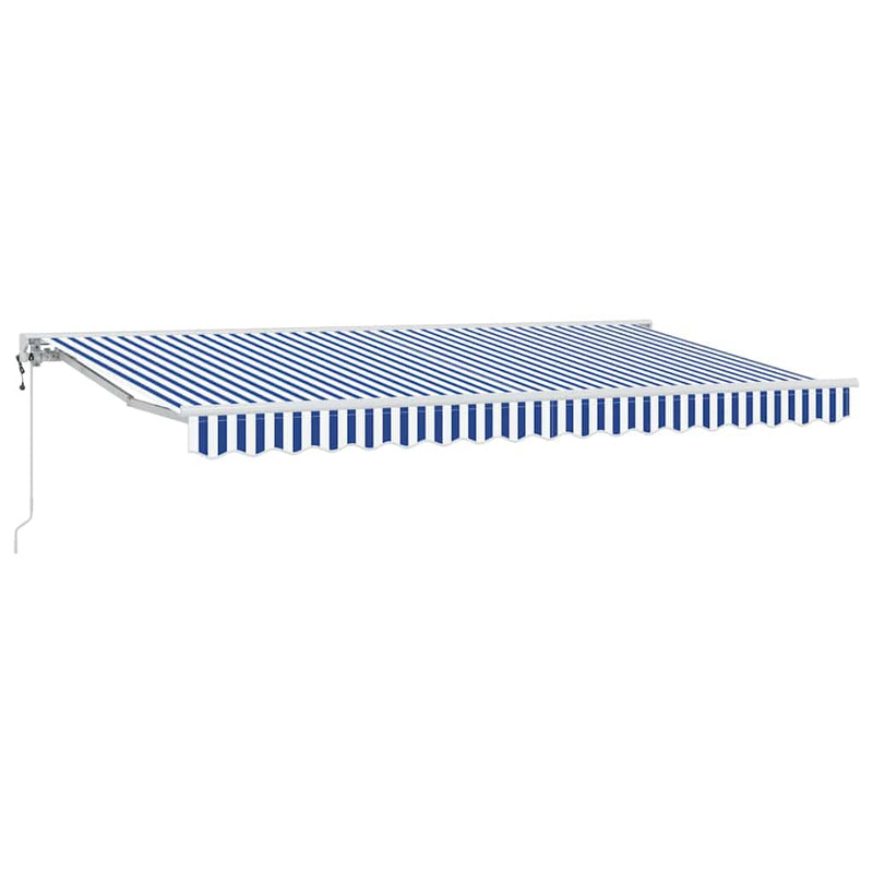 Load image into Gallery viewer, Vidaxl inklapbaar zonnescherm blauw en wit 350 x 200 cm
