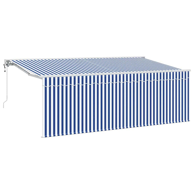 Load image into Gallery viewer, Vidaxl inklapbaar zonnescherm gestreept blauw 350 x 200 cm stof
