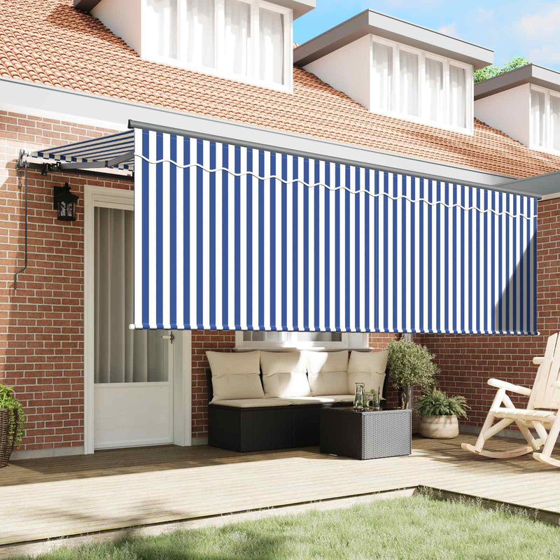 Load image into Gallery viewer, Vidaxl uitschuifbare luifel blauw en wit 350 x 200 cm
