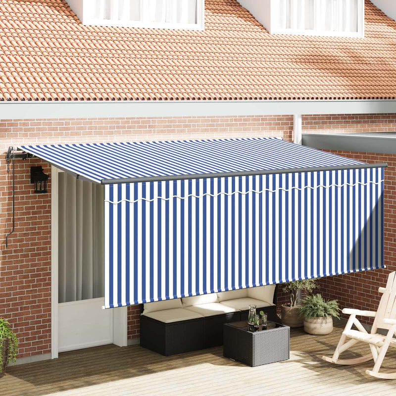 Load image into Gallery viewer, Vidaxl uitschuifbare luifel blauw en wit 350 x 200 cm
