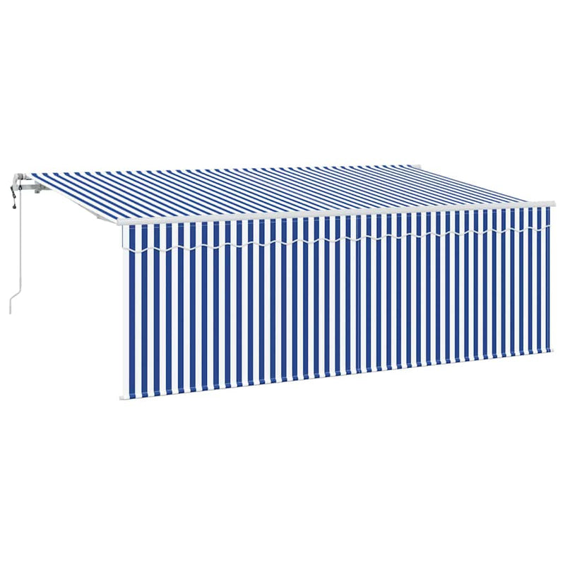 Load image into Gallery viewer, Vidaxl inklapbaar zonnescherm blauw en wit 400 x 200 cm
