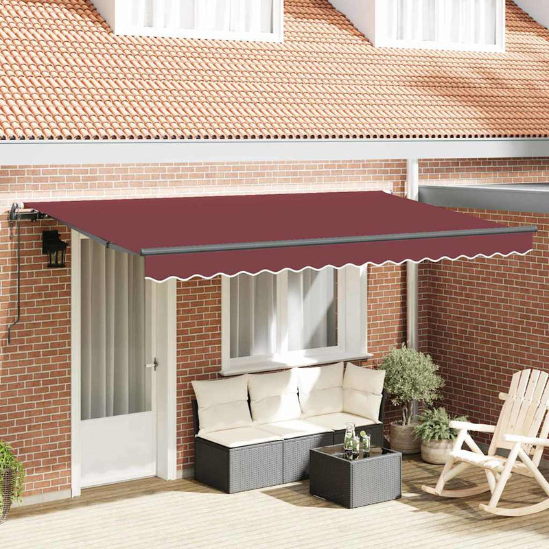 Load image into Gallery viewer, Vidaxl inklapbaar zonnescherm bordeauxrood 400 x 200 cm stof
