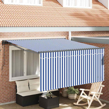 Vidaxl inklapbaar zonnescherm blauw en wit 300 x 250 cm