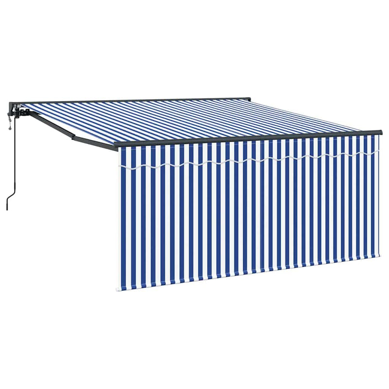 Load image into Gallery viewer, Vidaxl inklapbaar zonnescherm blauw en wit 300 x 250 cm
