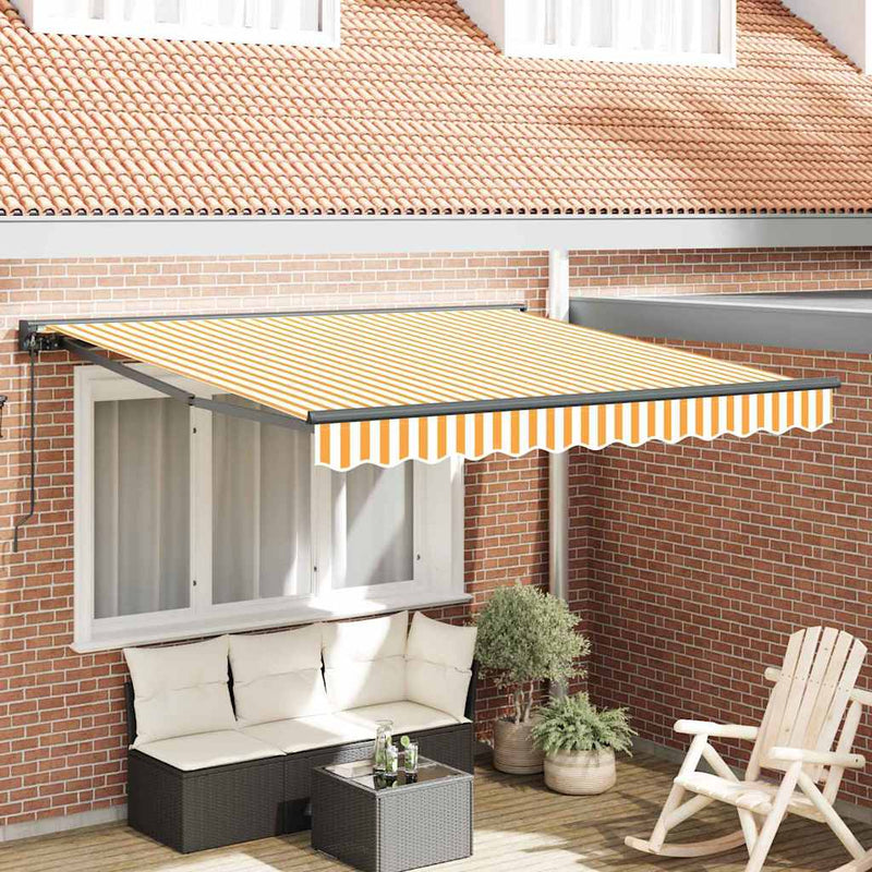 Load image into Gallery viewer, Vidaxl inklapbaar zonnescherm geel en wit 300 x 250 cm
