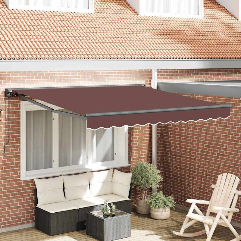 Load image into Gallery viewer, Vidaxl inklapbaar zonnescherm bruin 300 x 250 cm polyester en metaal
