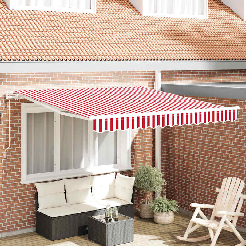 Load image into Gallery viewer, Vidaxl inklapbaar zonnescherm rood en wit 300 x 250 cm stof
