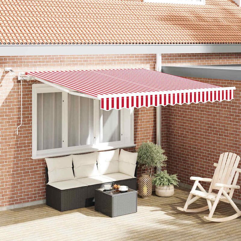 Load image into Gallery viewer, Vidaxl inklapbaar zonnescherm rood en wit 300 x 250 cm
