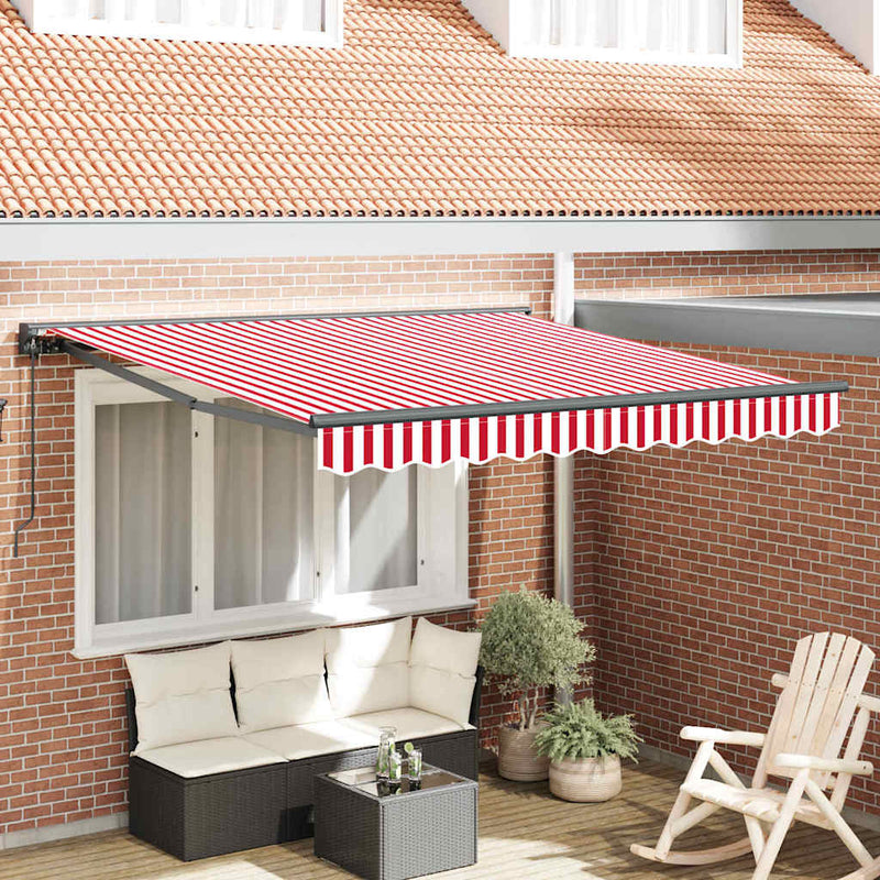 Load image into Gallery viewer, Vidaxl inklapbaar zonnescherm rood en wit 300 x 250 cm
